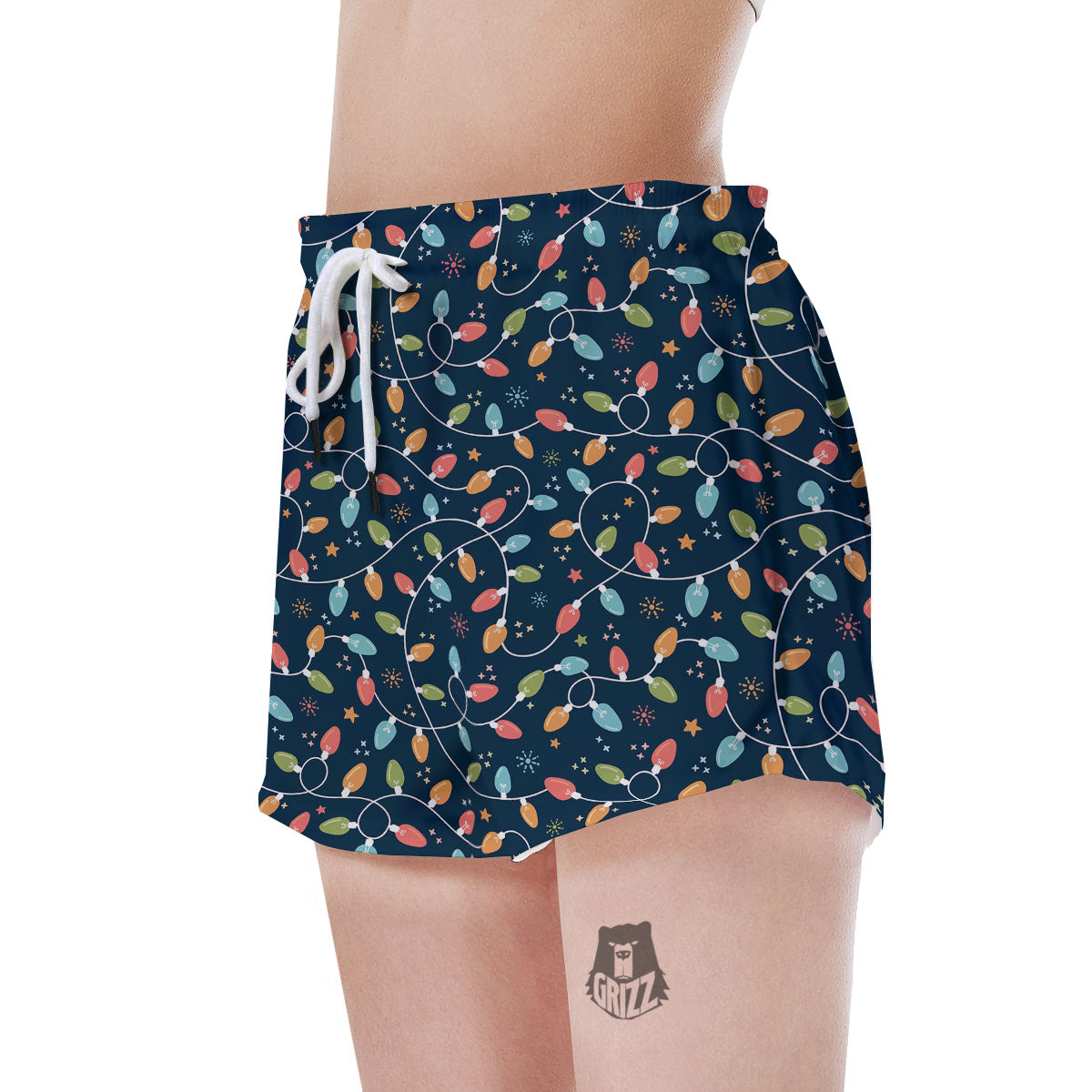 Lights Merry Christmas Print Pattern Women's Shorts-grizzshop