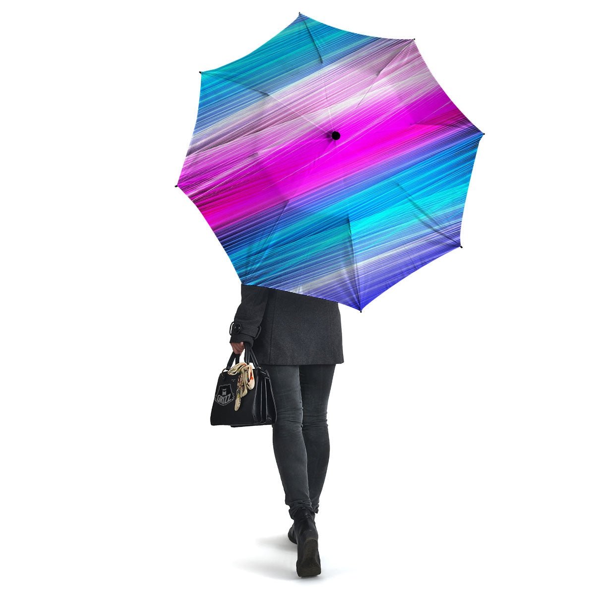 Lights Speed Teal And Pink Print Umbrella-grizzshop