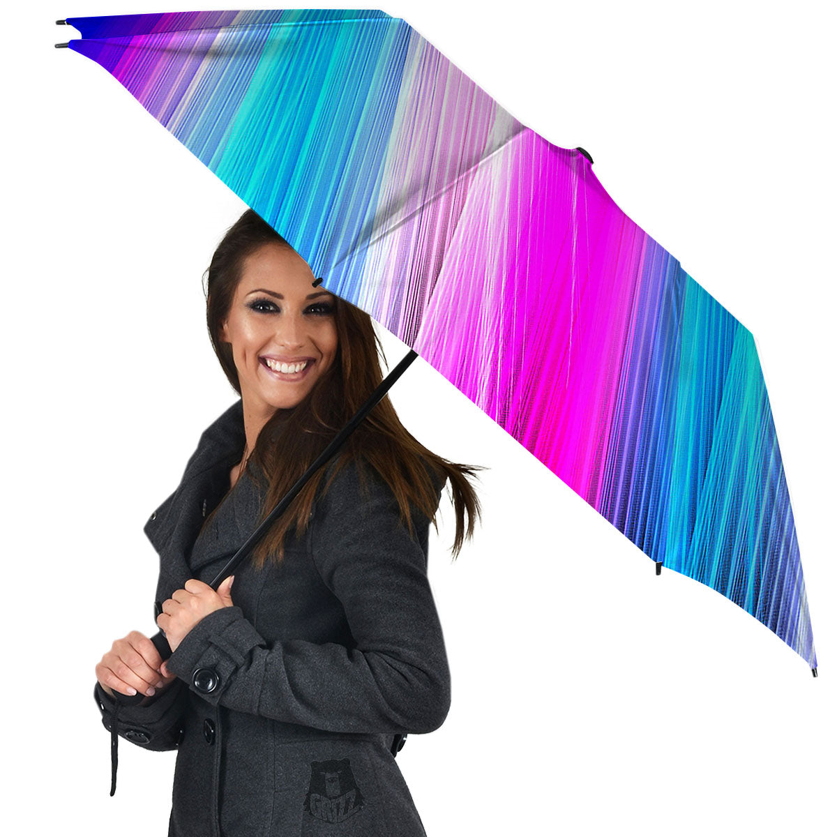 Lights Speed Teal And Pink Print Umbrella-grizzshop