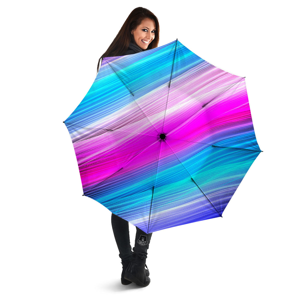 Lights Speed Teal And Pink Print Umbrella-grizzshop