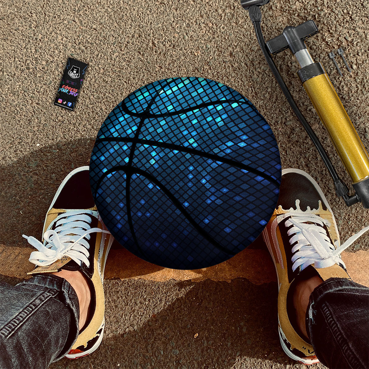 Lights Blue Disco Print Pattern Basketball