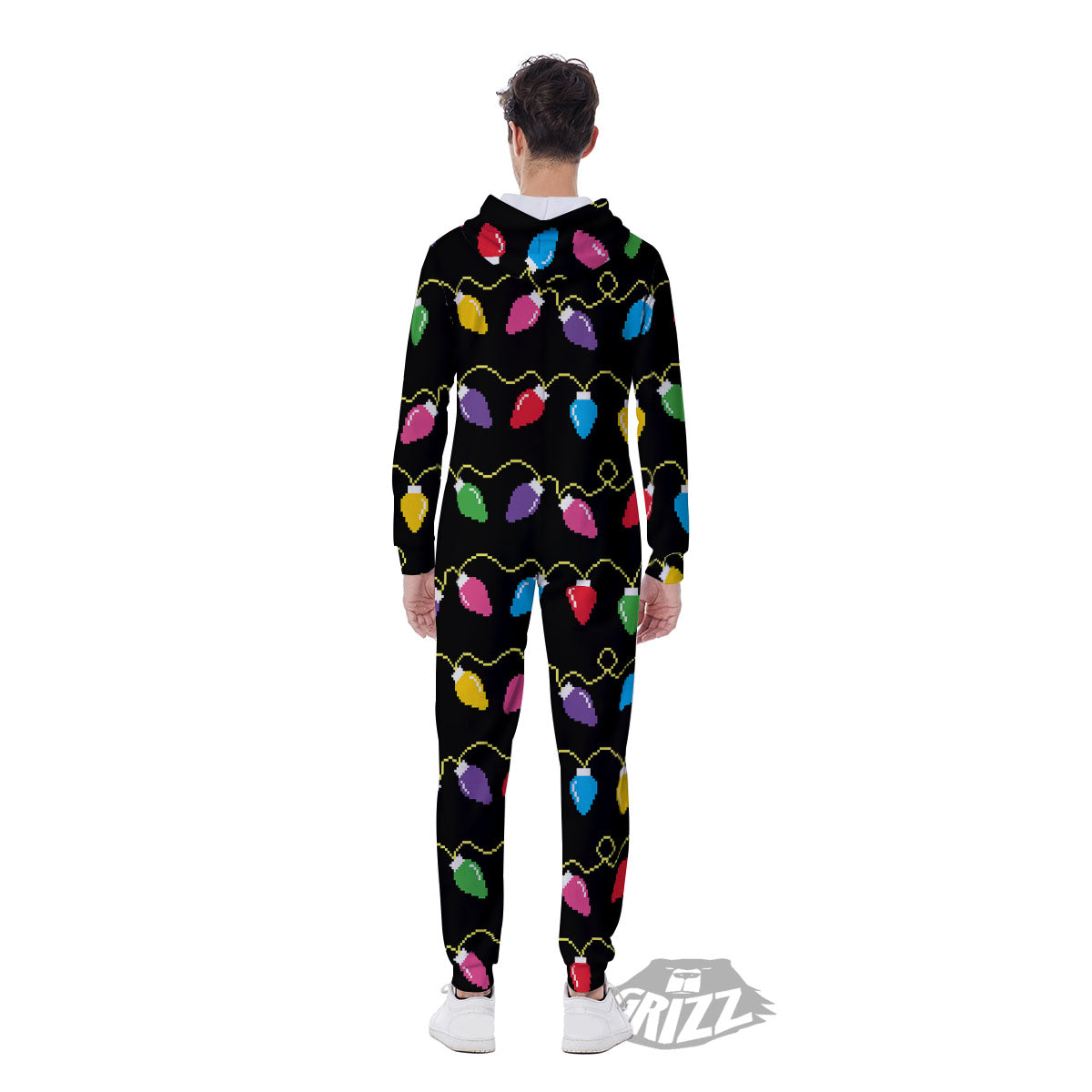 Lights Christmas Pixel Print Pattern Men's Jumpsuit-grizzshop