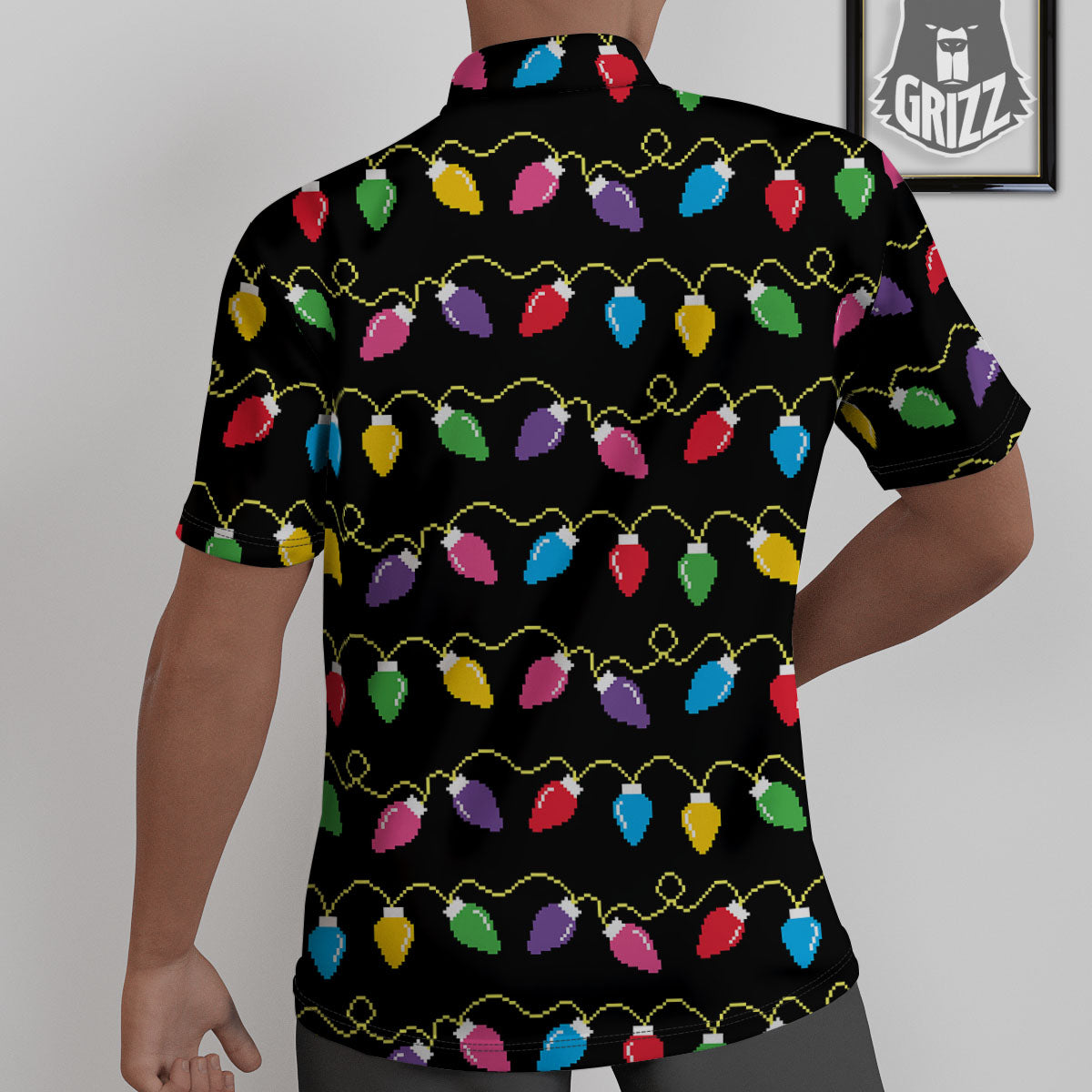 Lights Christmas Pixel Print Pattern Untucked Shirts-grizzshop