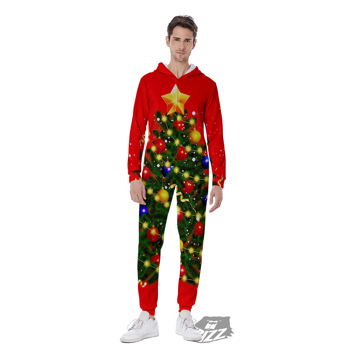 Lights Christmas Tree Print Men's Jumpsuit-grizzshop