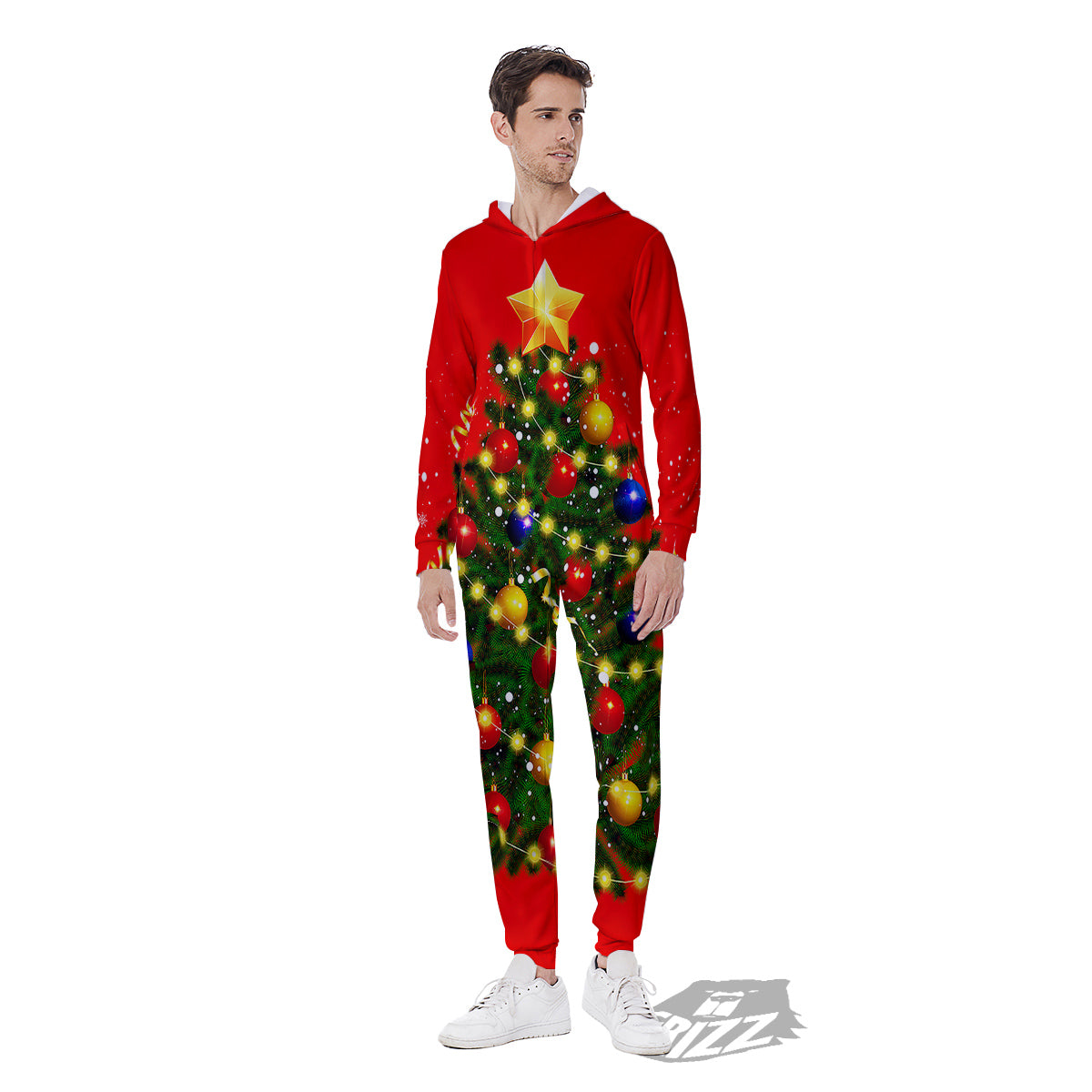 Lights Christmas Tree Print Men's Jumpsuit-grizzshop