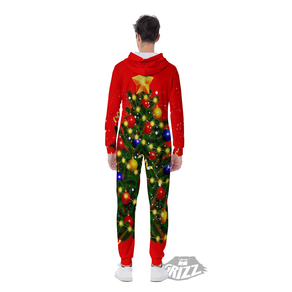 Lights Christmas Tree Print Men's Jumpsuit-grizzshop