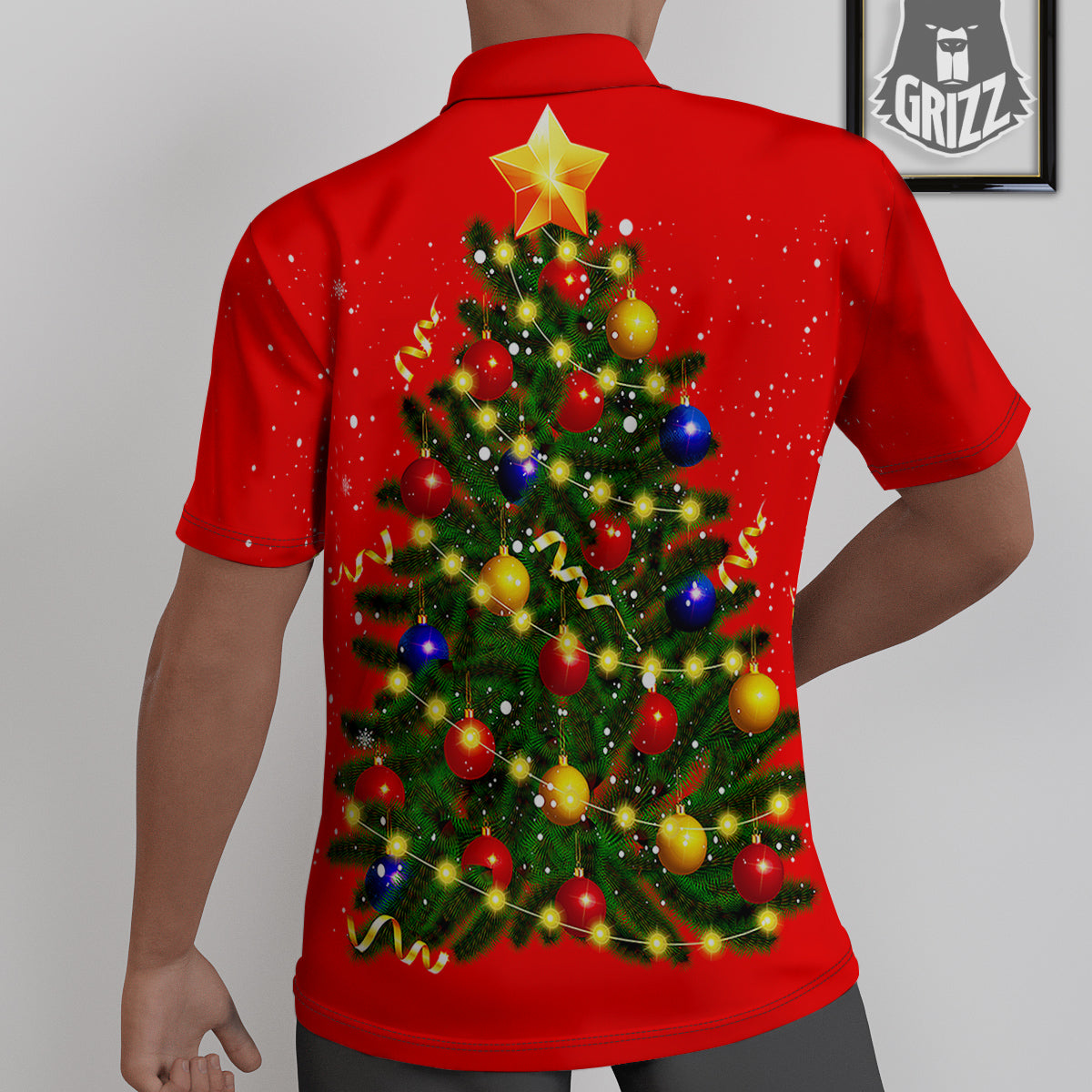 Lights Christmas Tree Print Untucked Shirts-grizzshop