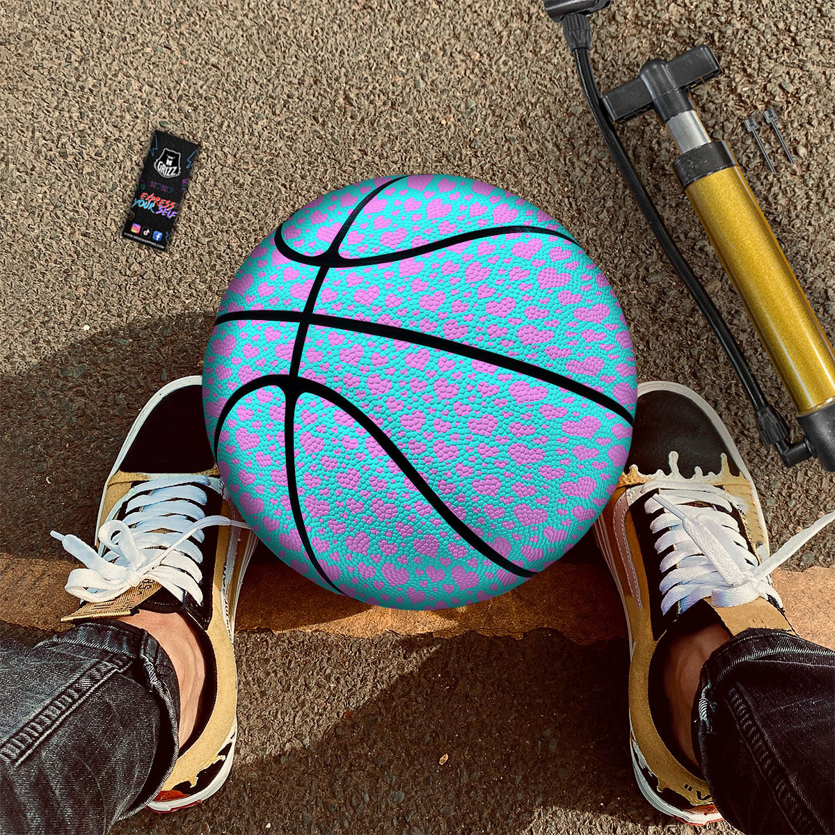 Lights Heart Blue And Pink Print Pattern Basketball