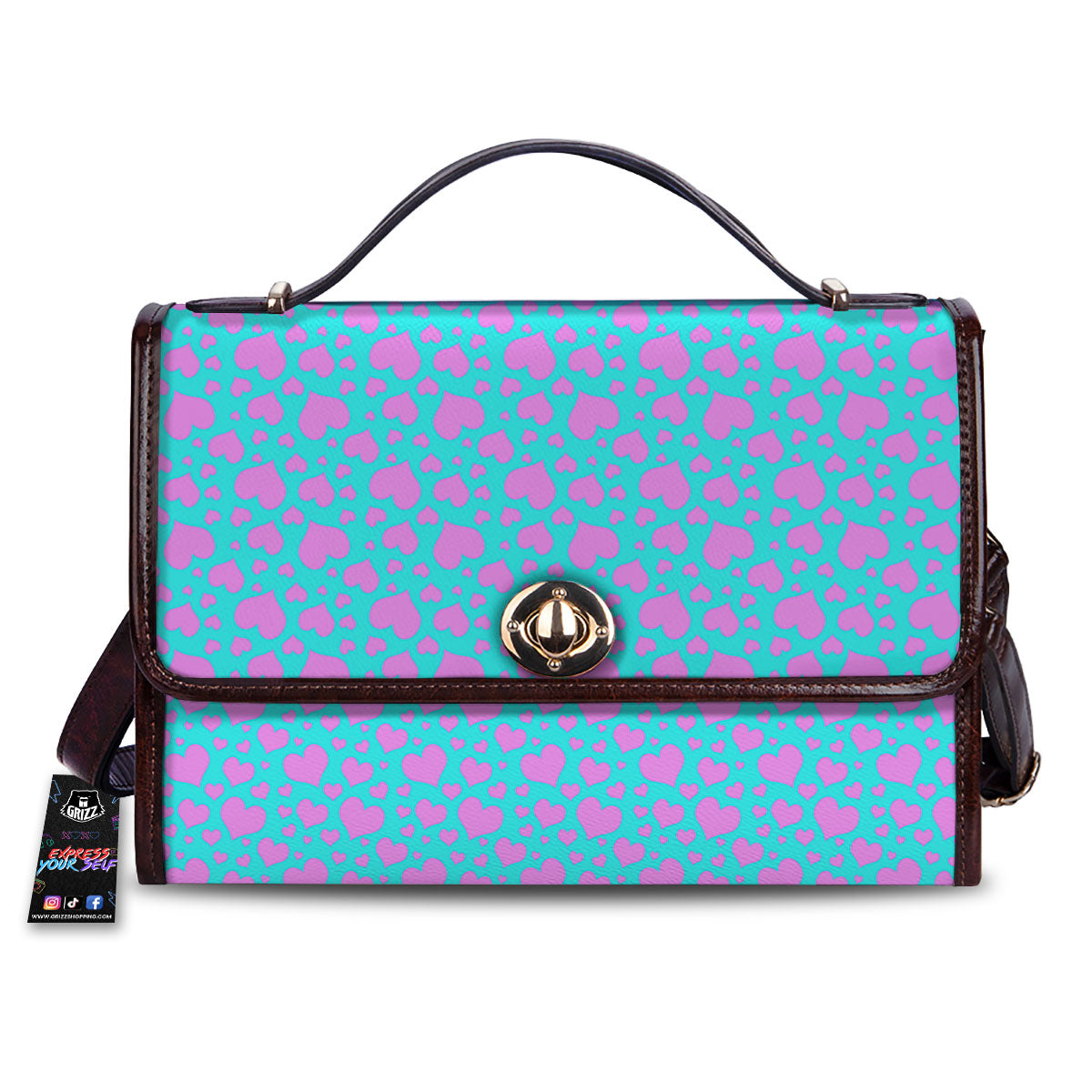 Lights Heart Blue And Pink Print Pattern Women's Satchel Bag