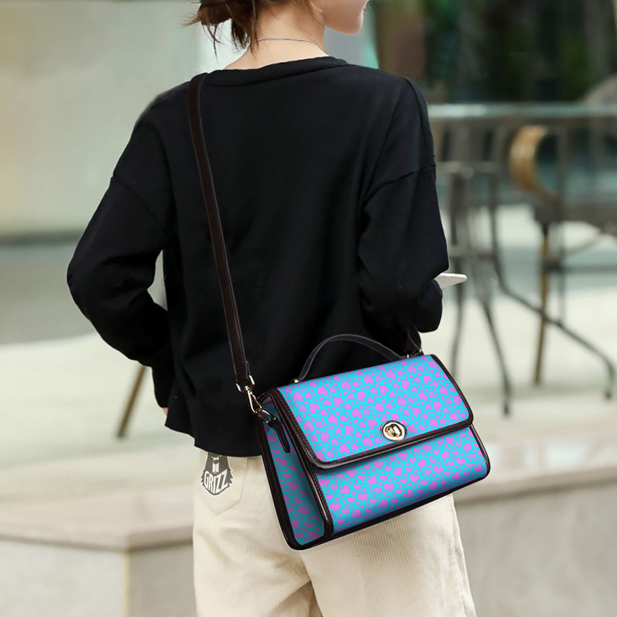 Lights Heart Blue And Pink Print Pattern Women's Satchel Bag
