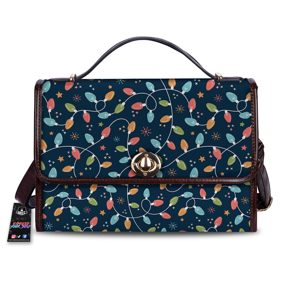 Lights Merry Christmas Print Pattern Women's Satchel Bag