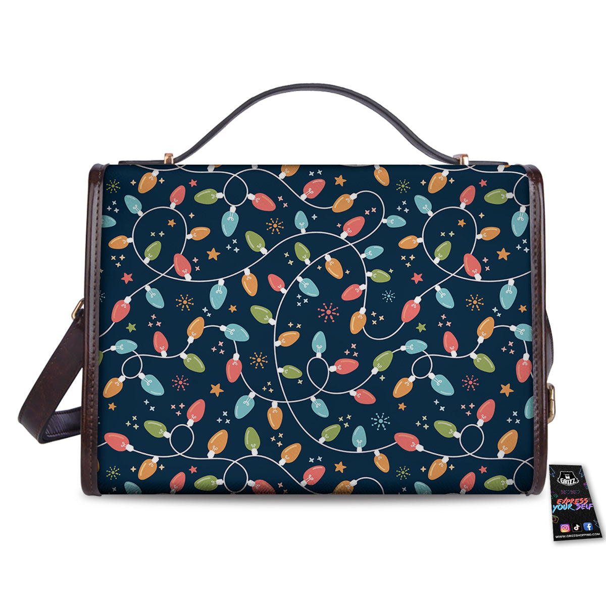 Lights Merry Christmas Print Pattern Women's Satchel Bag
