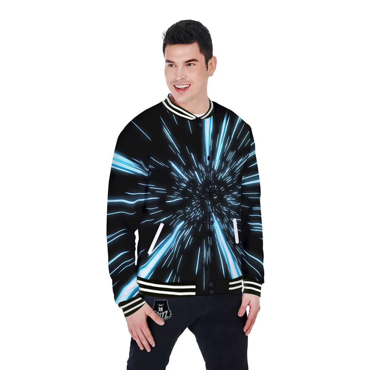 Lightspeed Blue Print Baseball Jacket-grizzshop