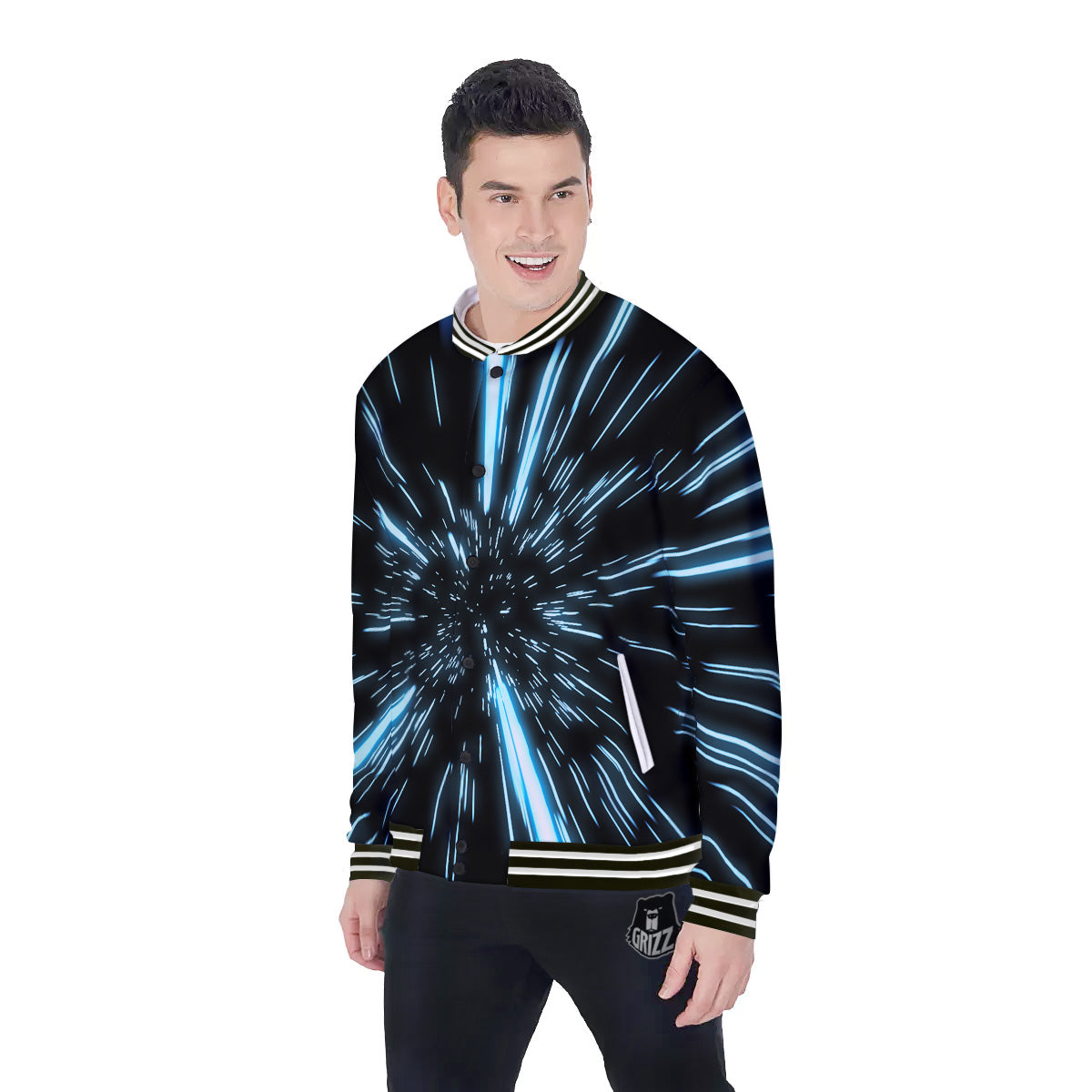 Lightspeed Blue Print Baseball Jacket-grizzshop