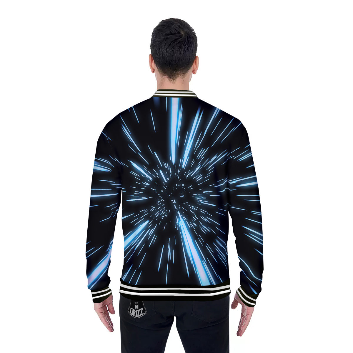 Lightspeed Blue Print Baseball Jacket-grizzshop