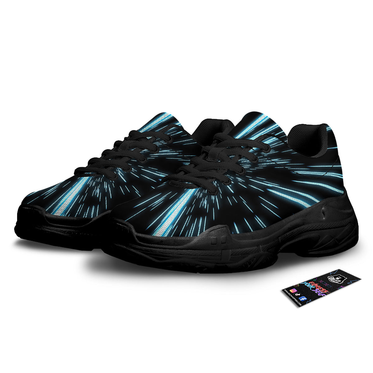 Lightspeed Blue Print Black Chunky Shoes-grizzshop