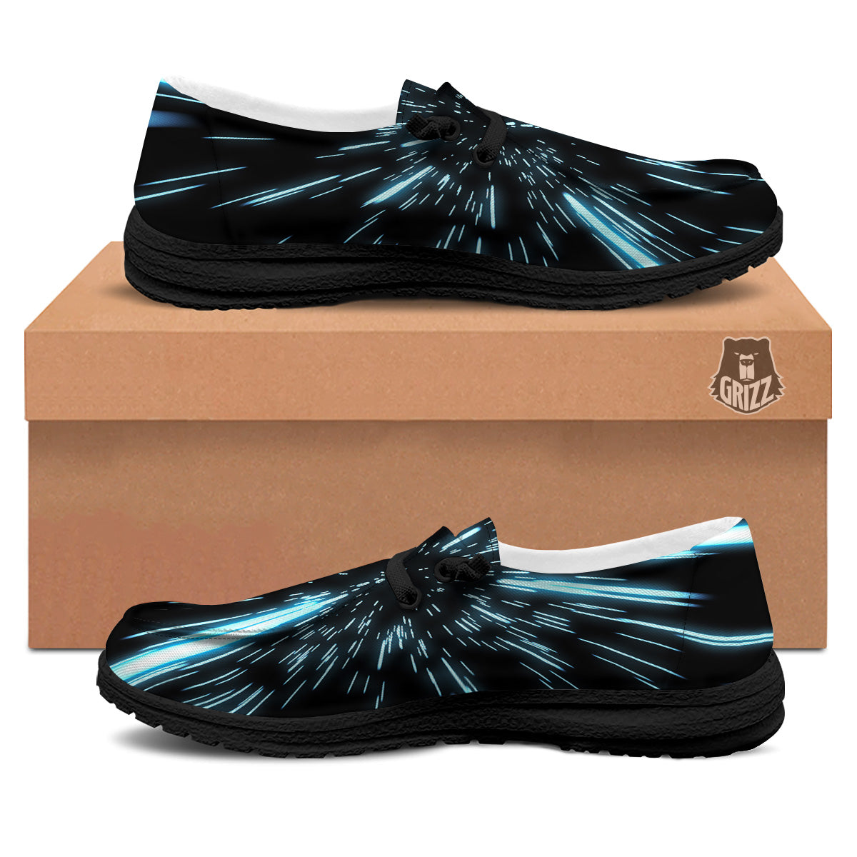 Lightspeed Blue Print Black Loafers-grizzshop