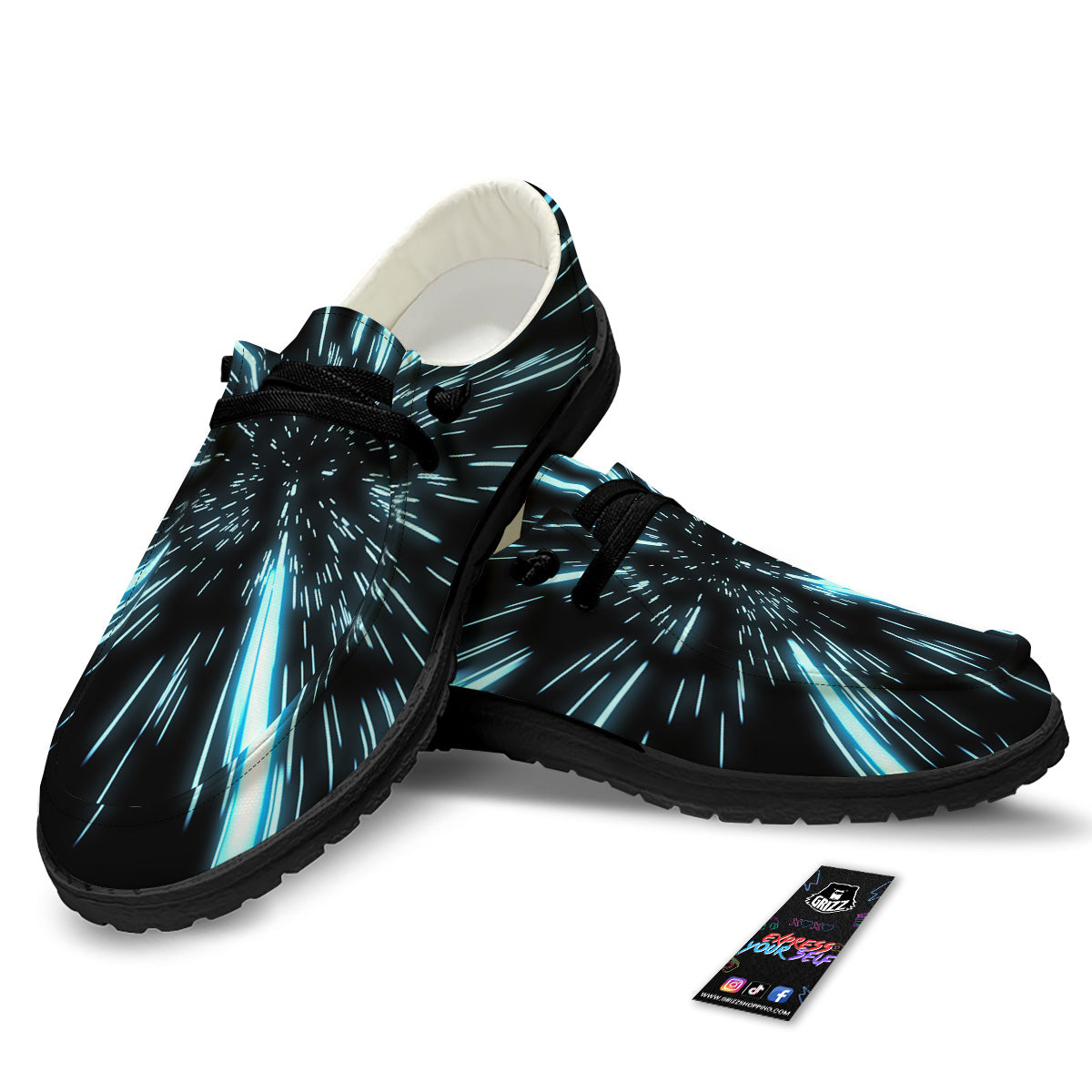 Lightspeed Blue Print Black Loafers-grizzshop