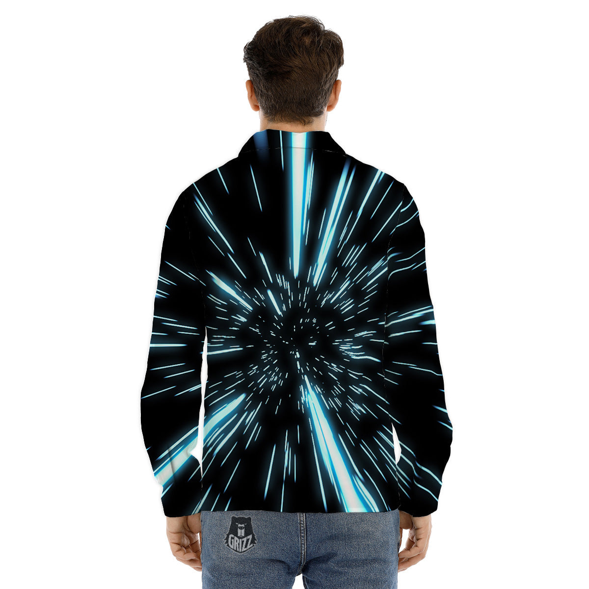 Lightspeed Blue Print Men's Dress Shirts-grizzshop