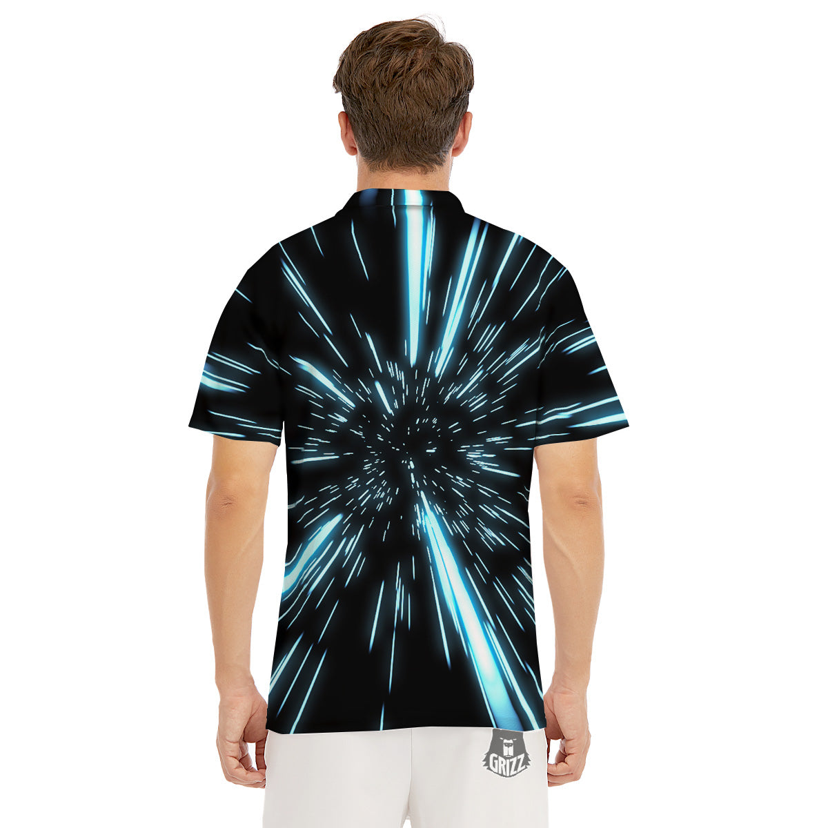 Lightspeed Blue Print Men's Golf Shirts-grizzshop