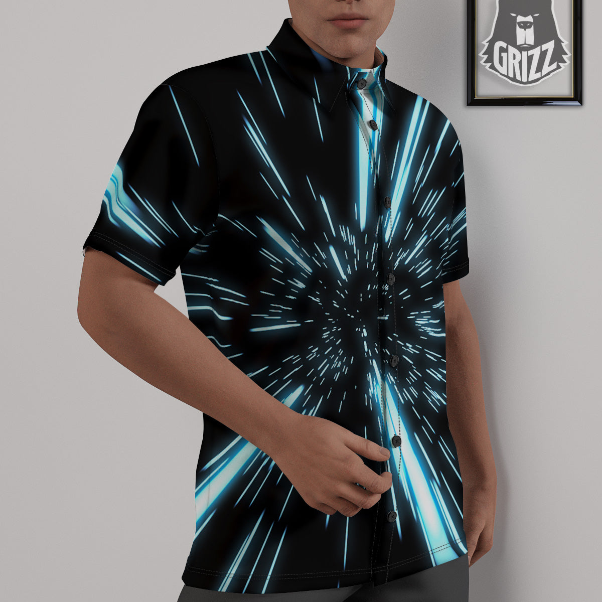 Lightspeed Blue Print Untucked Shirts-grizzshop