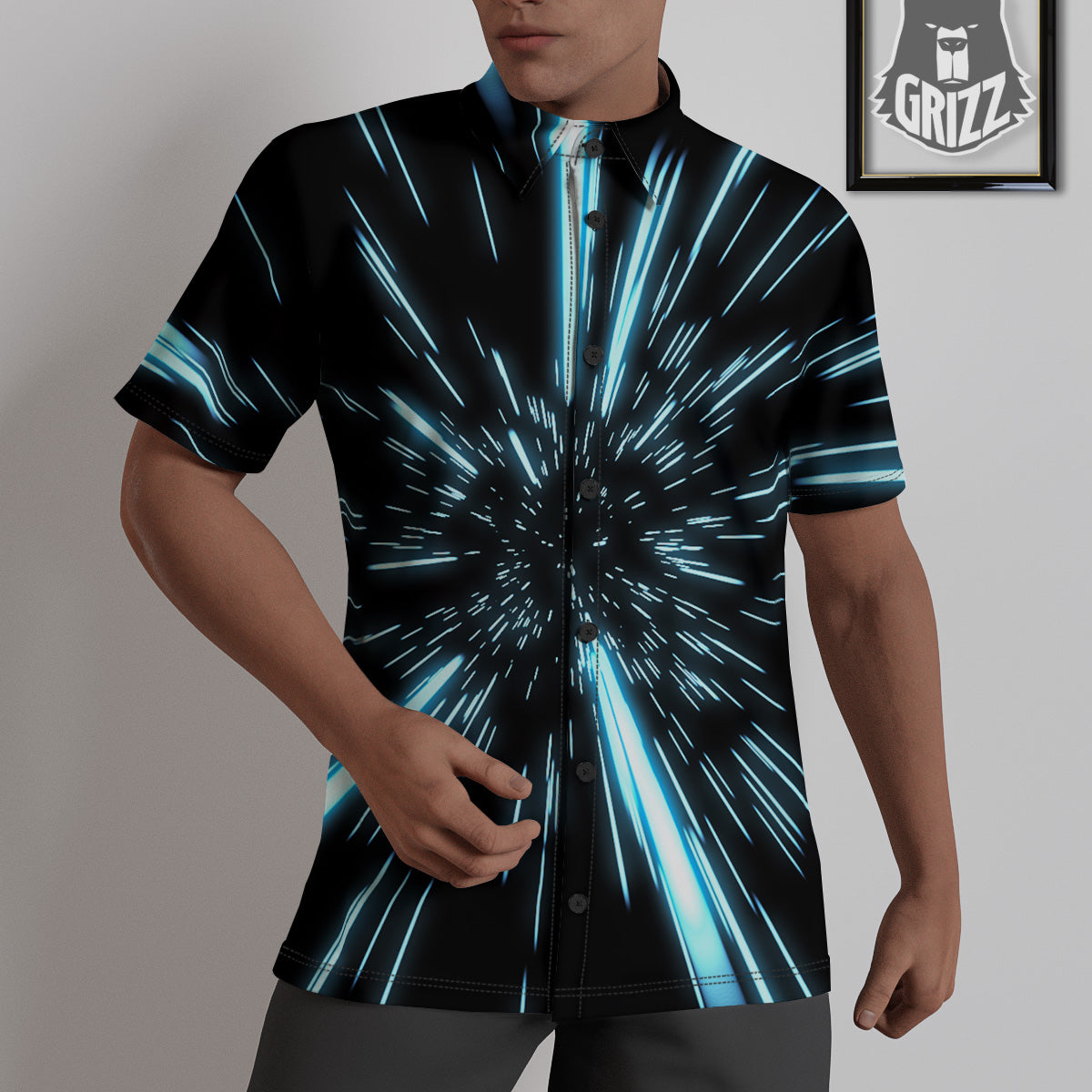 Lightspeed Blue Print Untucked Shirts-grizzshop