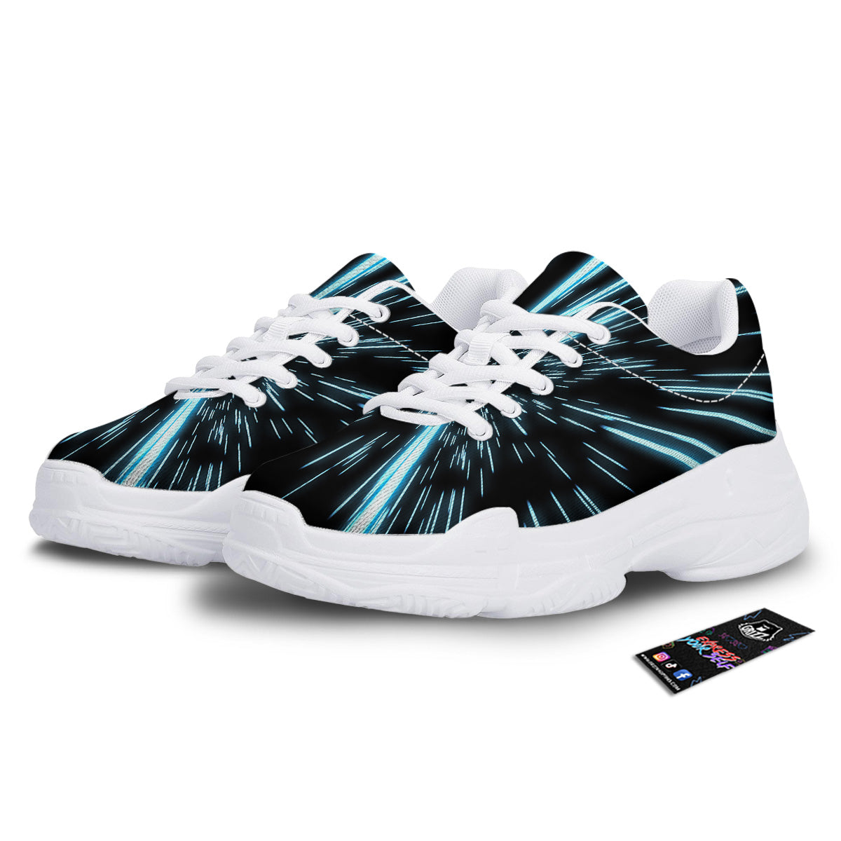 Lightspeed Blue Print White Chunky Shoes-grizzshop