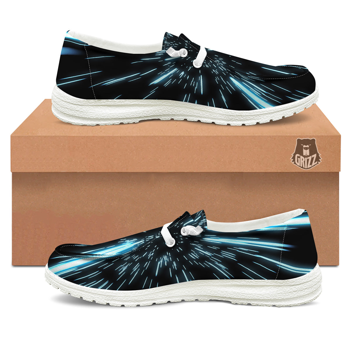 Lightspeed Blue Print White Loafers-grizzshop