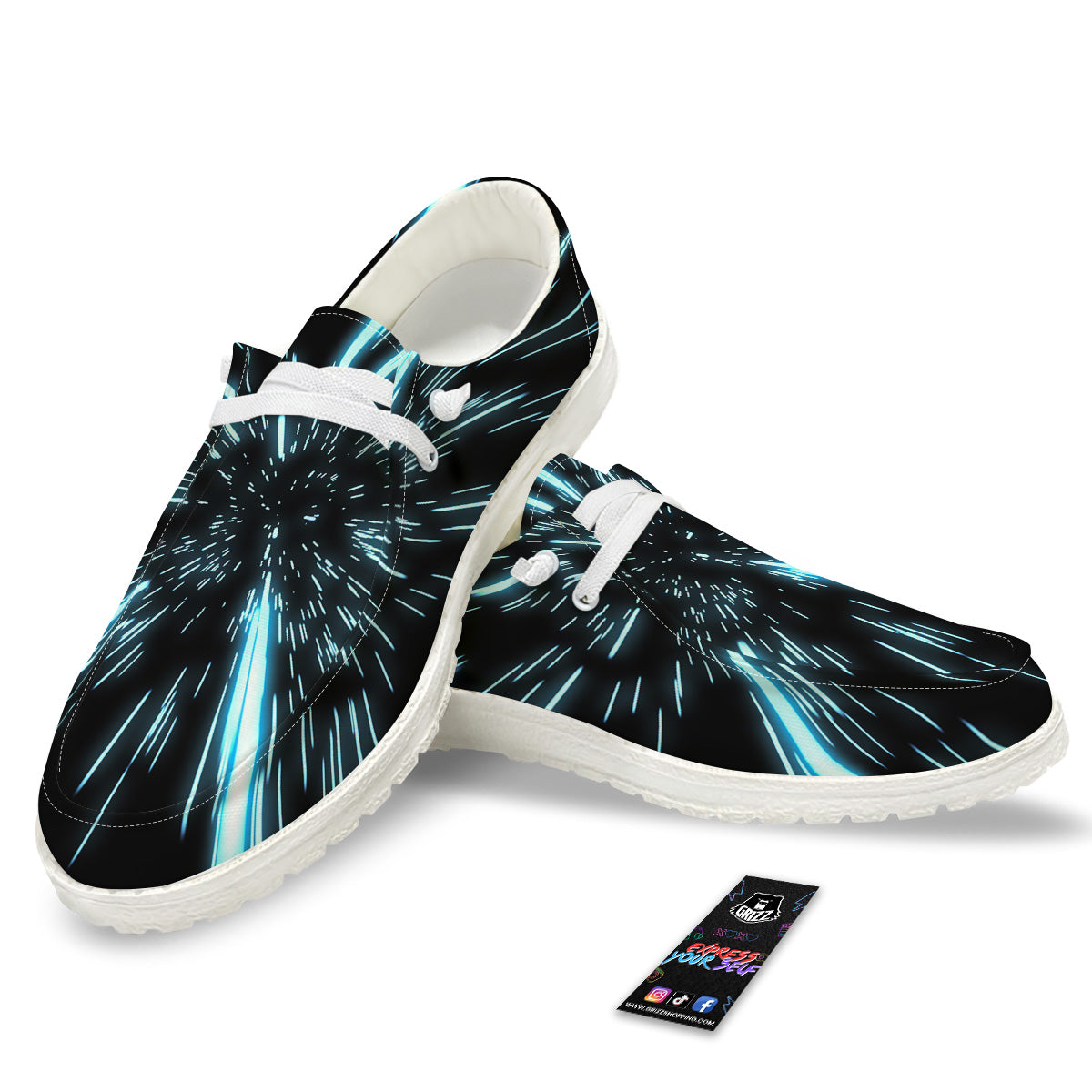 Lightspeed Blue Print White Loafers-grizzshop