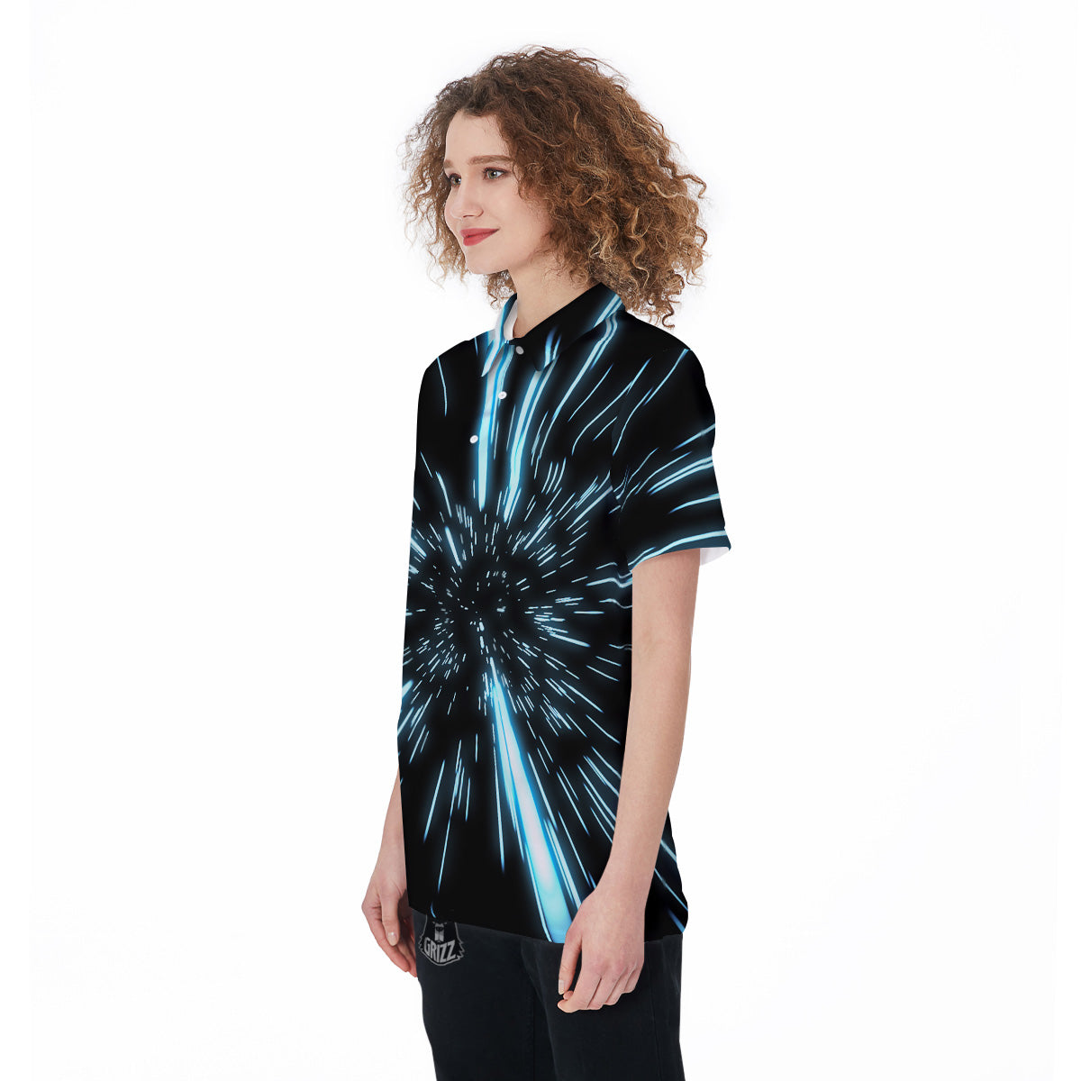 Lightspeed Blue Print Women's Golf Shirts-grizzshop