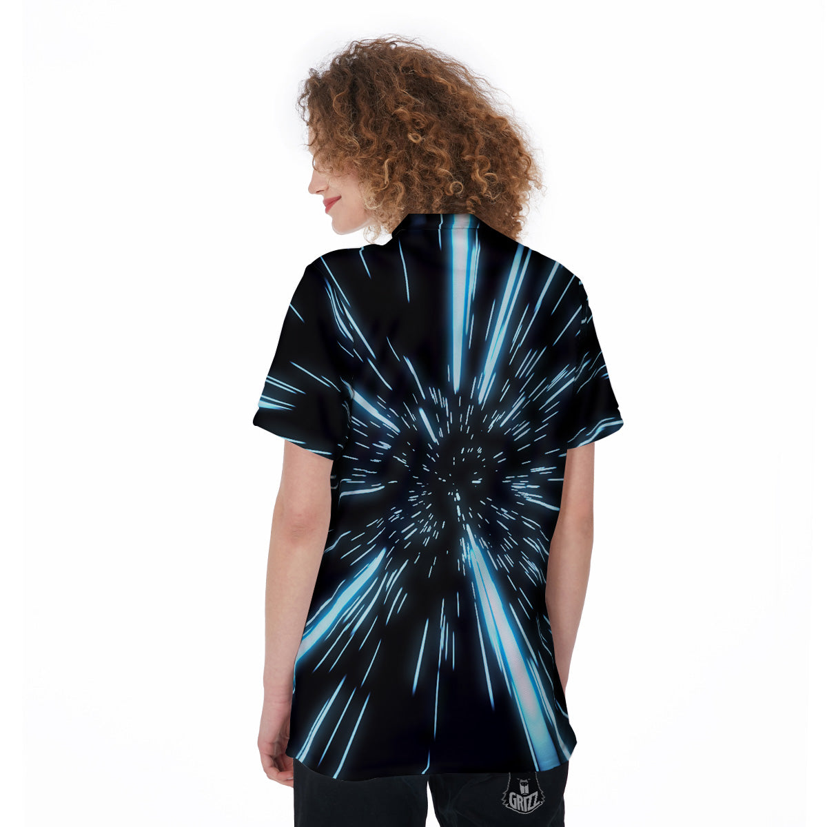 Lightspeed Blue Print Women's Golf Shirts-grizzshop