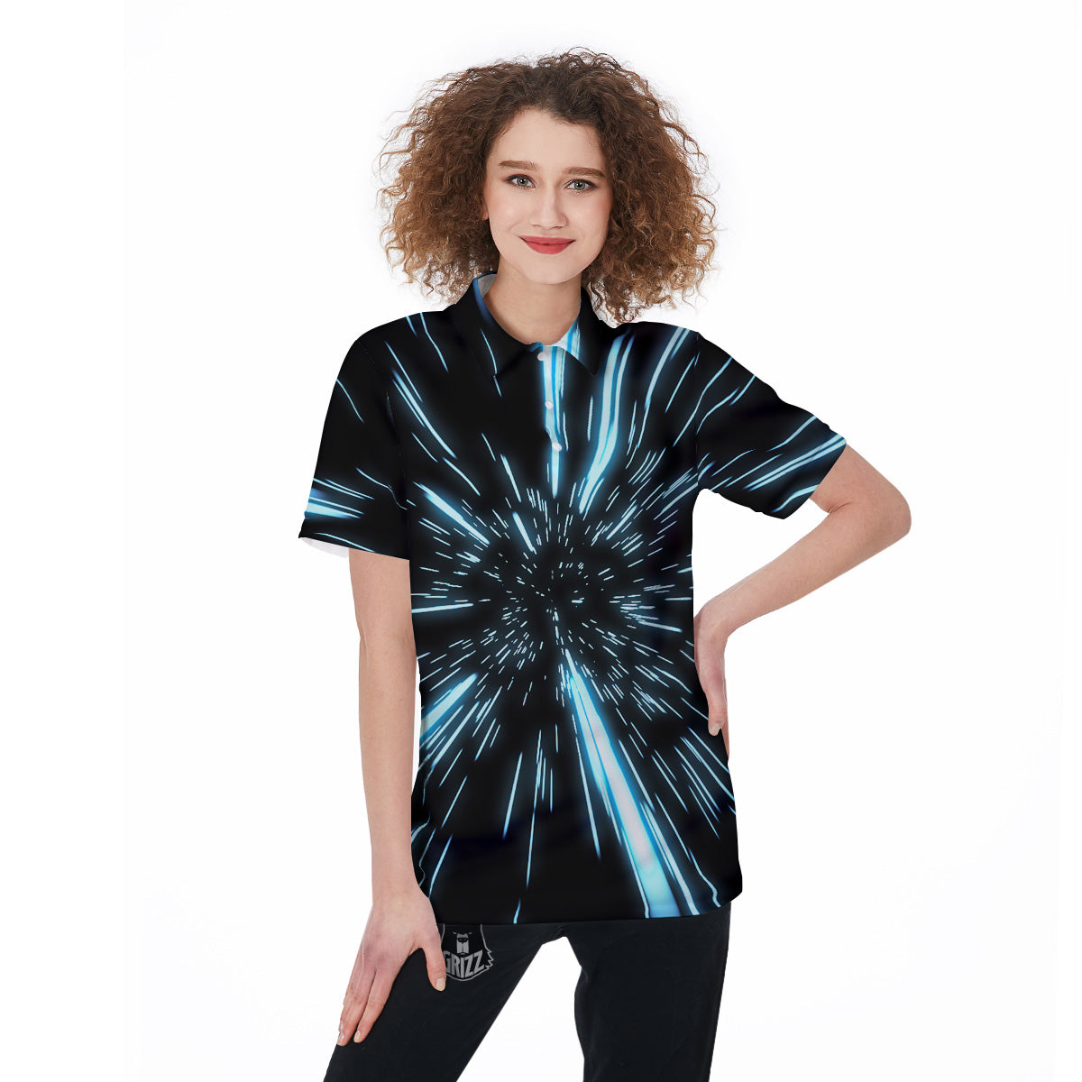Lightspeed Blue Print Women's Golf Shirts-grizzshop