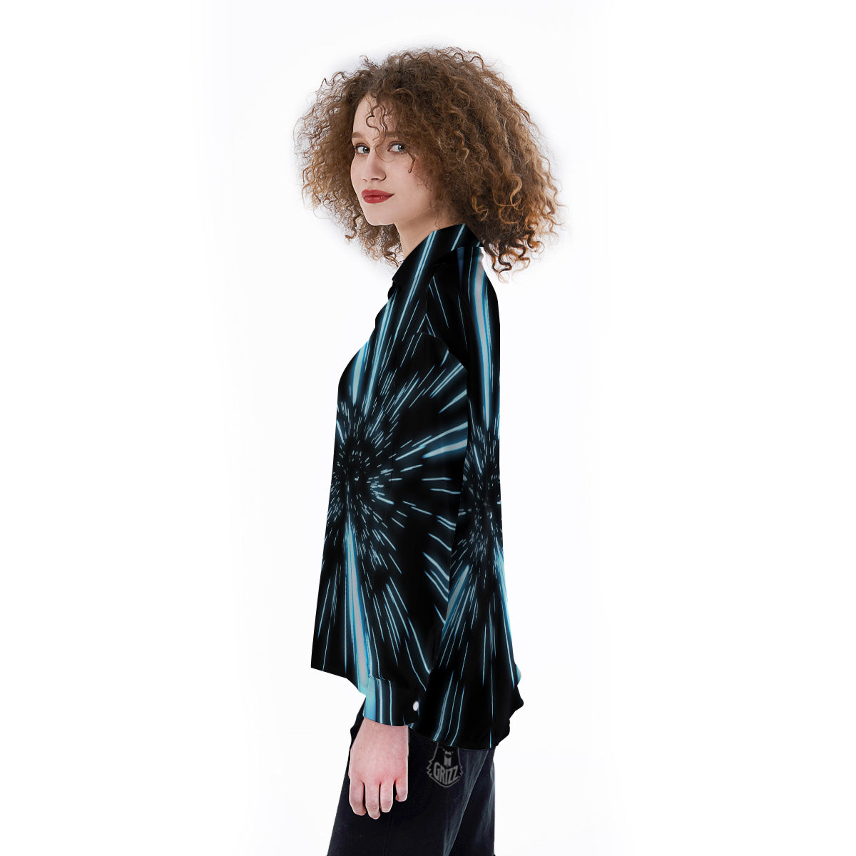 Lightspeed Blue Print Women's Long Sleeve Shirts-grizzshop