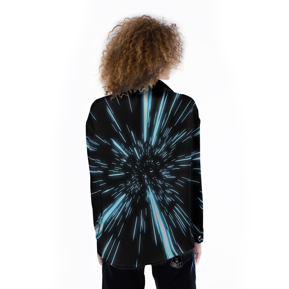 Lightspeed Blue Print Women's Long Sleeve Shirts-grizzshop