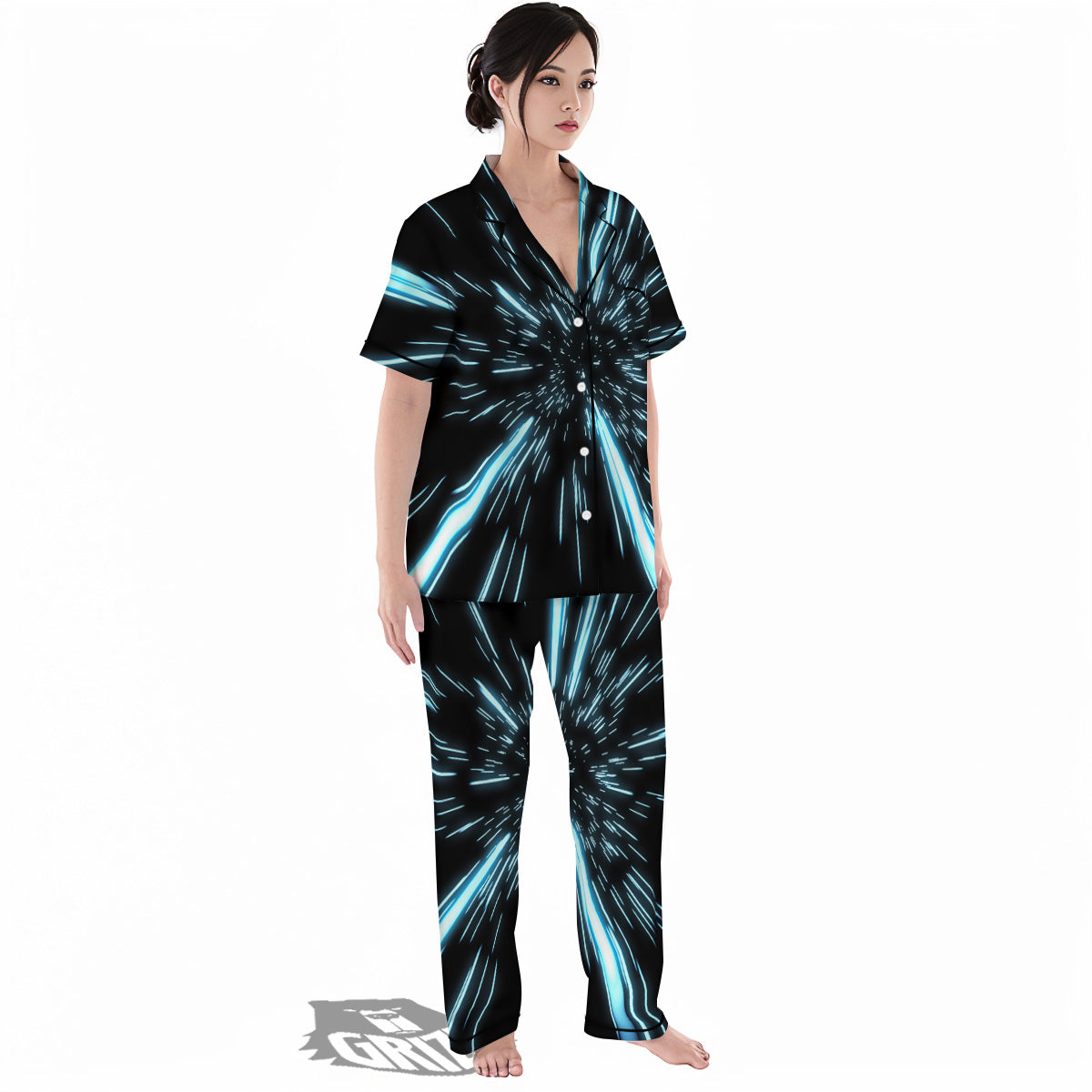 Lightspeed Blue Print Women's Pajamas Set-grizzshop