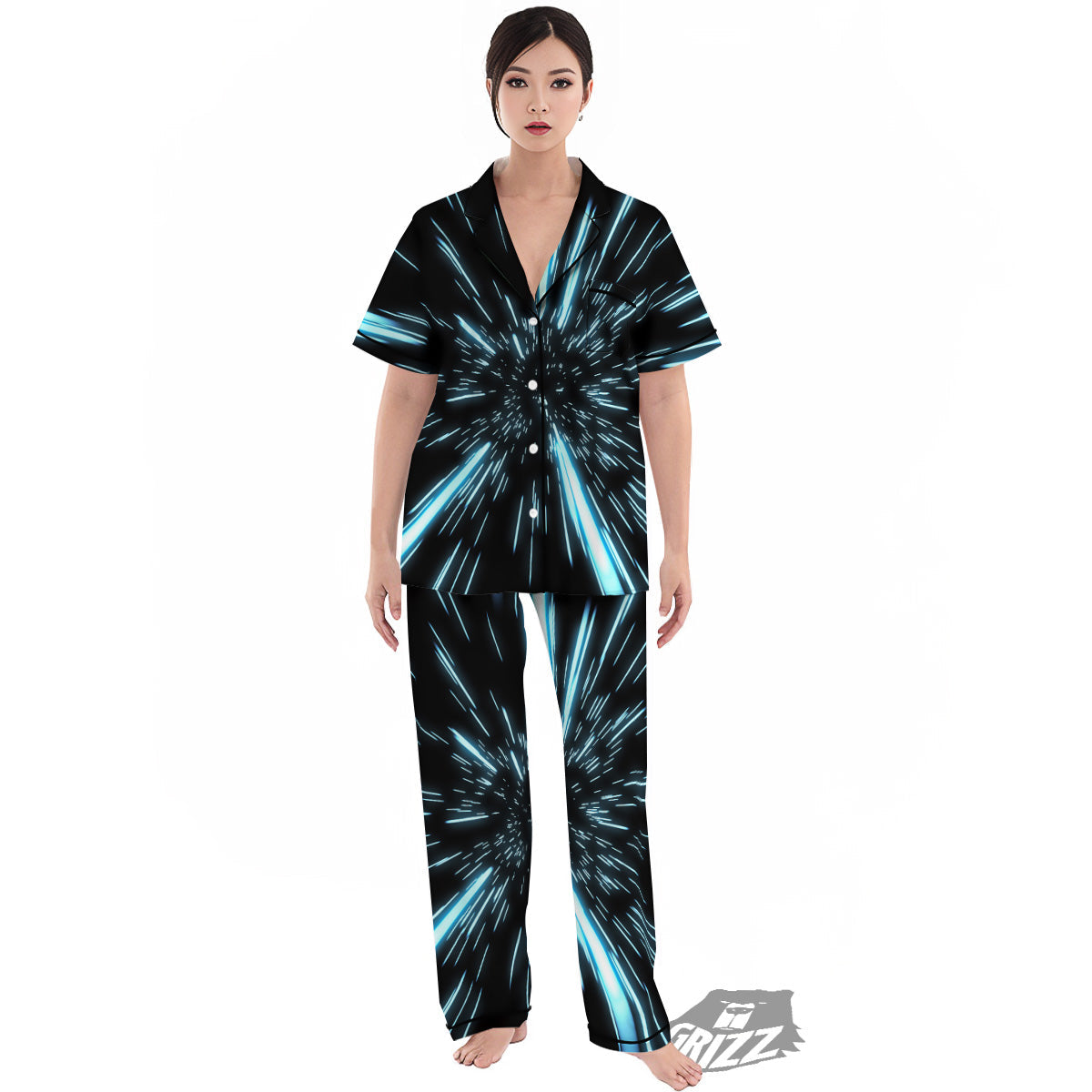 Lightspeed Blue Print Women's Pajamas Set-grizzshop
