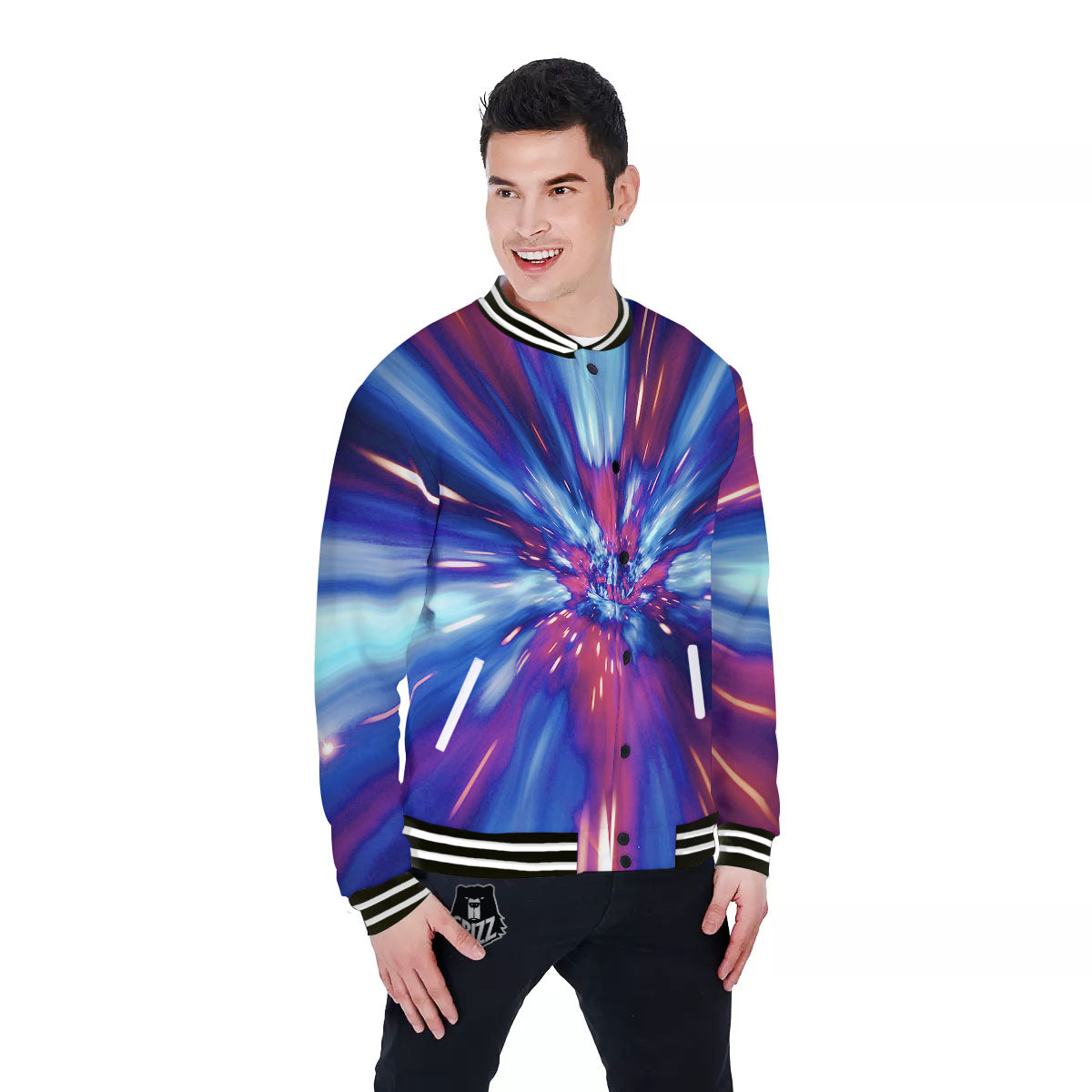 Lightspeed Galaxy Print Baseball Jacket-grizzshop