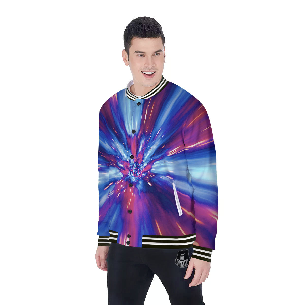 Lightspeed Galaxy Print Baseball Jacket-grizzshop