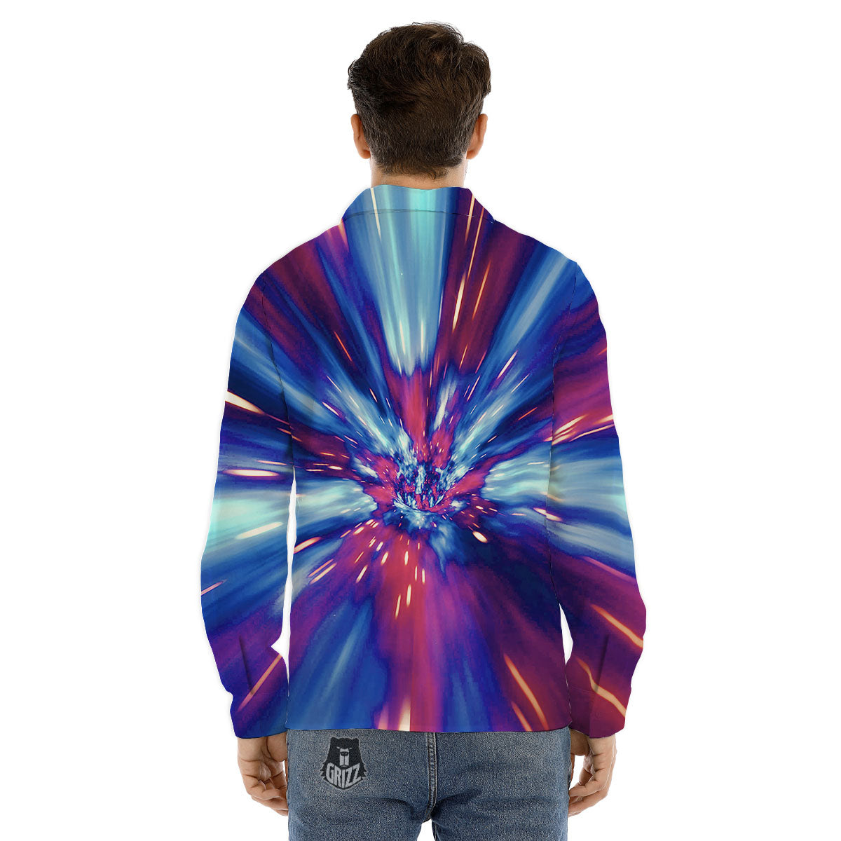 Lightspeed Galaxy Print Men's Dress Shirts-grizzshop