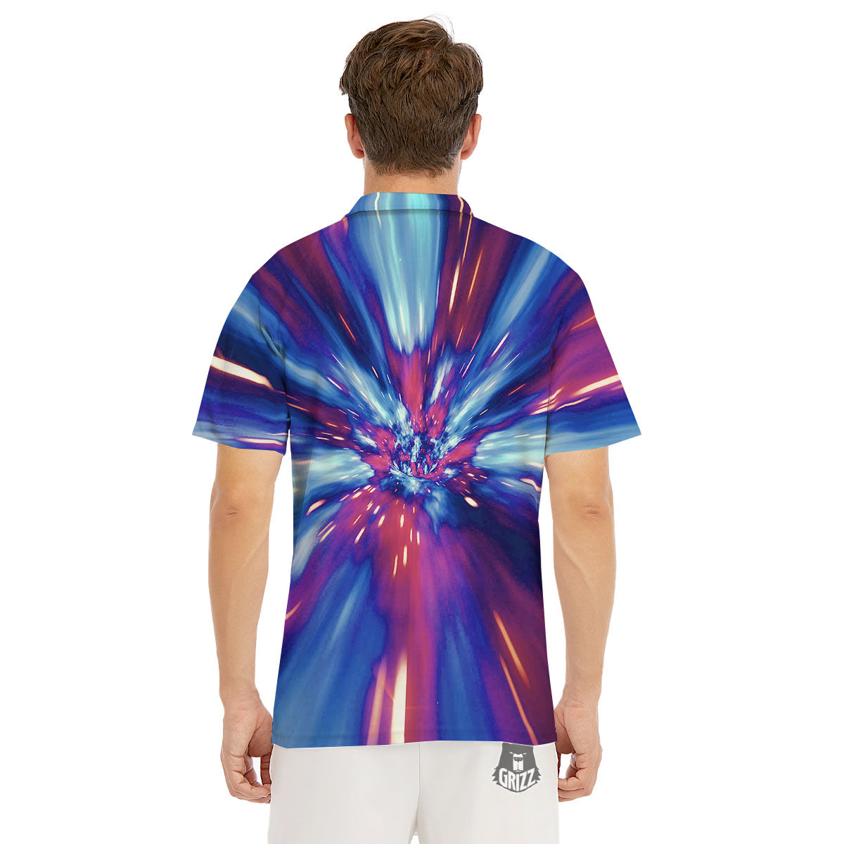 Lightspeed Galaxy Print Men's Golf Shirts-grizzshop