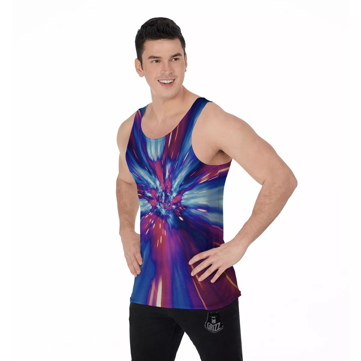 Lightspeed Galaxy Print Men's Tank Top-grizzshop