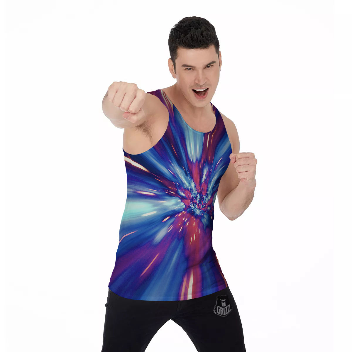 Lightspeed Galaxy Print Men's Tank Top-grizzshop