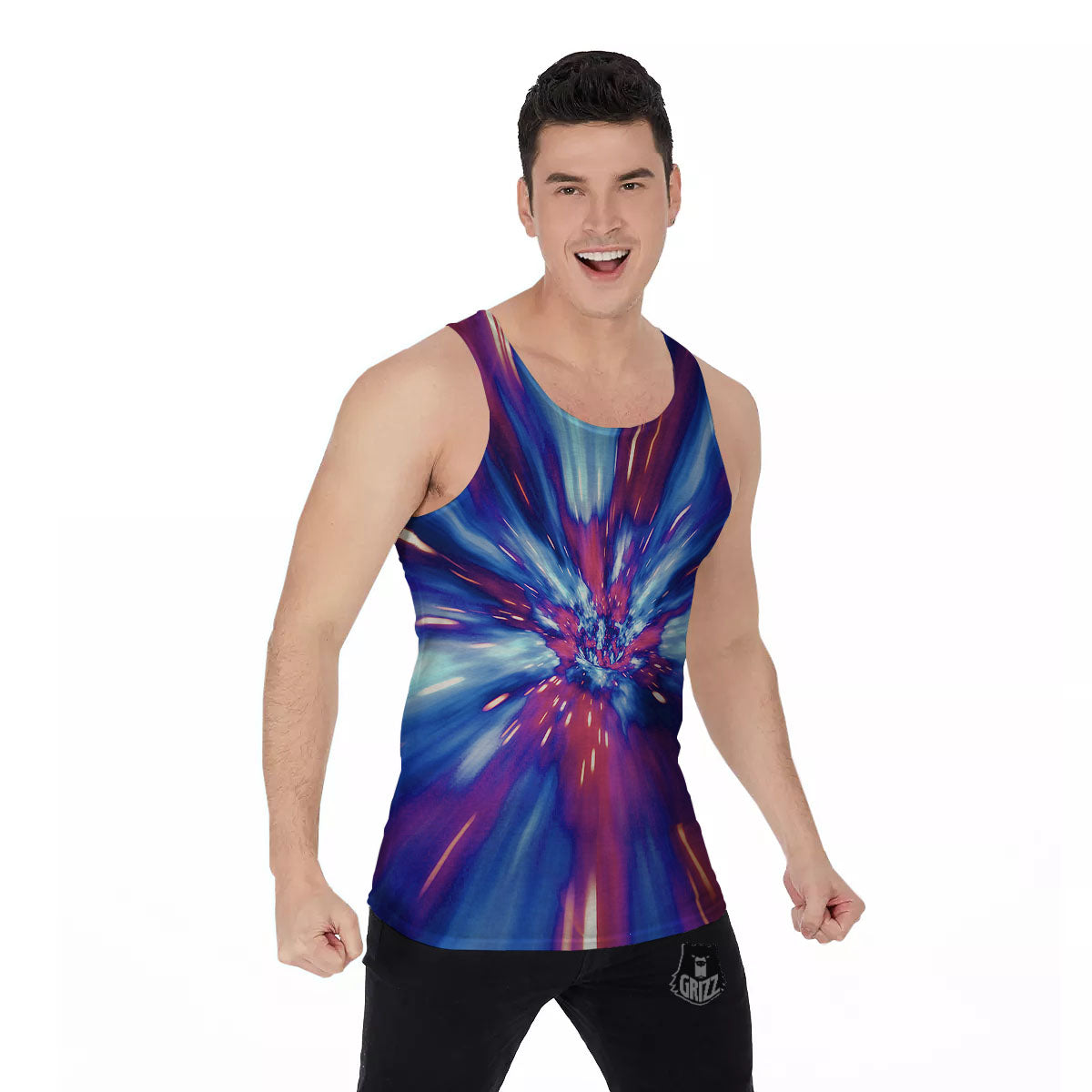 Lightspeed Galaxy Print Men's Tank Top-grizzshop