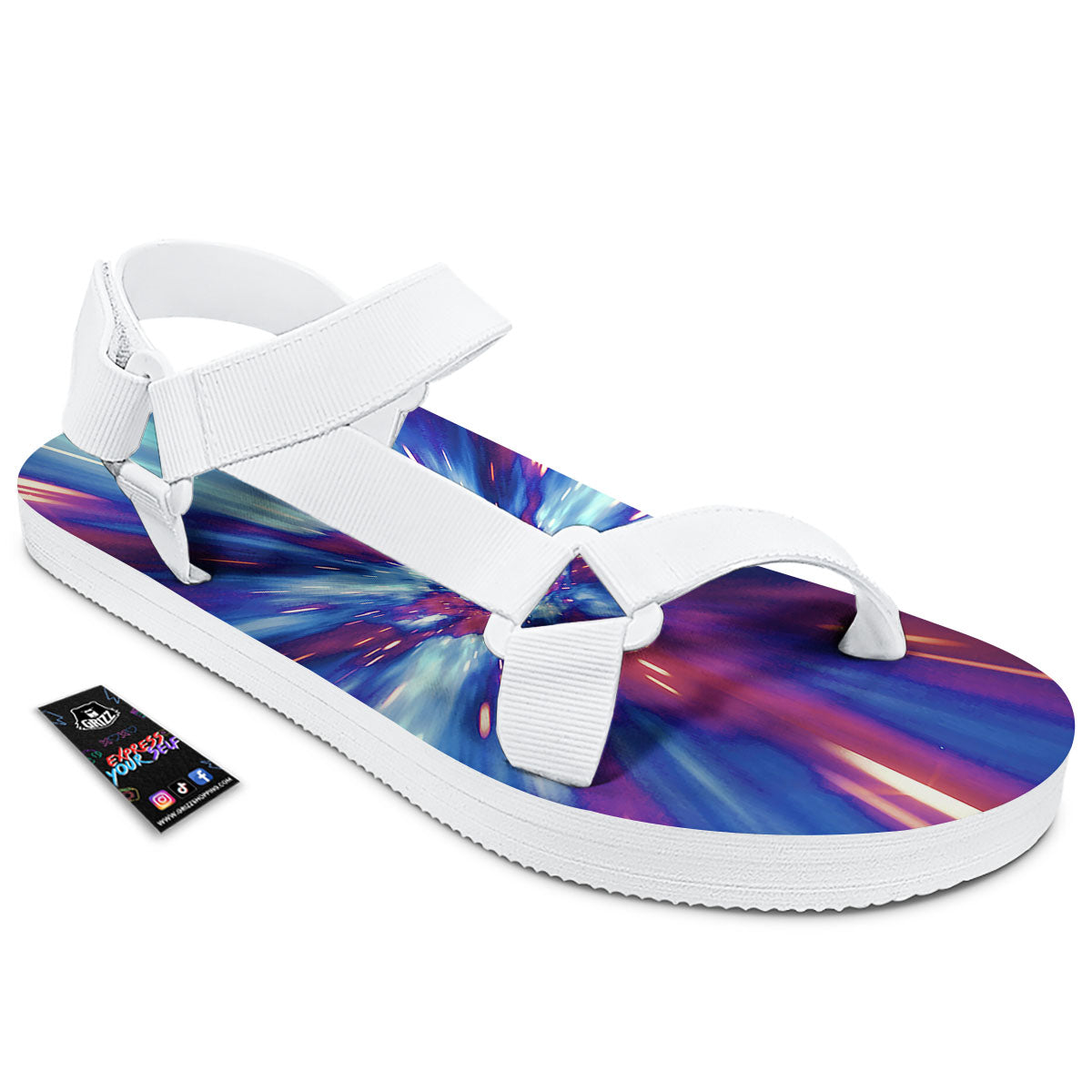 Lightspeed Galaxy Print White Open Toe Sandals-grizzshop