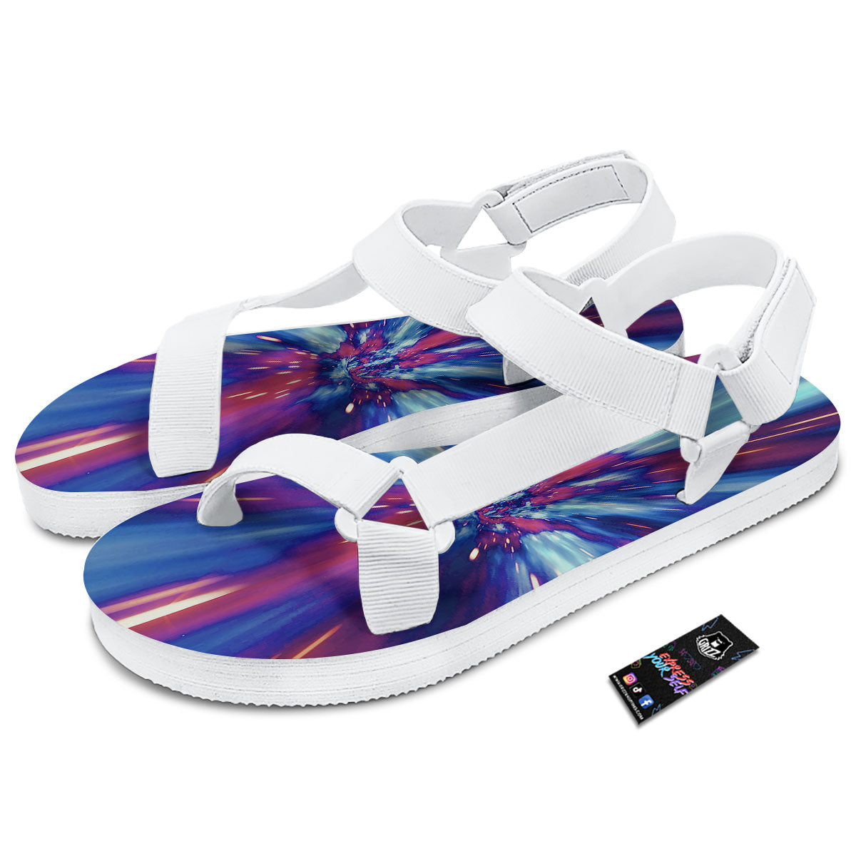 Lightspeed Galaxy Print White Open Toe Sandals-grizzshop