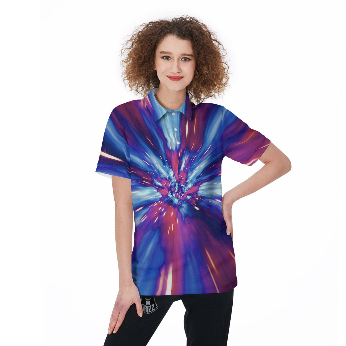 Lightspeed Galaxy Print Women's Golf Shirts-grizzshop