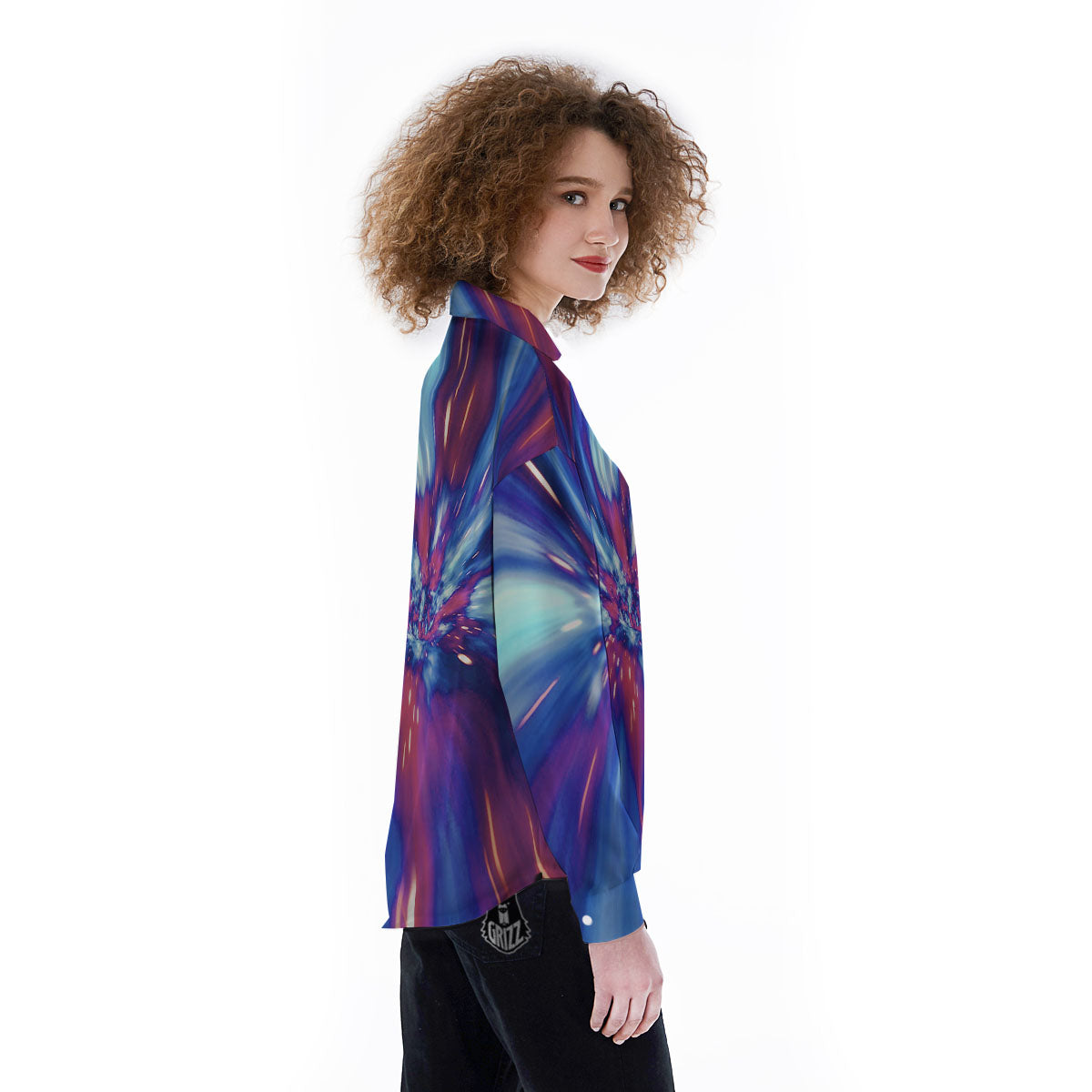 Lightspeed Galaxy Print Women's Long Sleeve Shirts-grizzshop