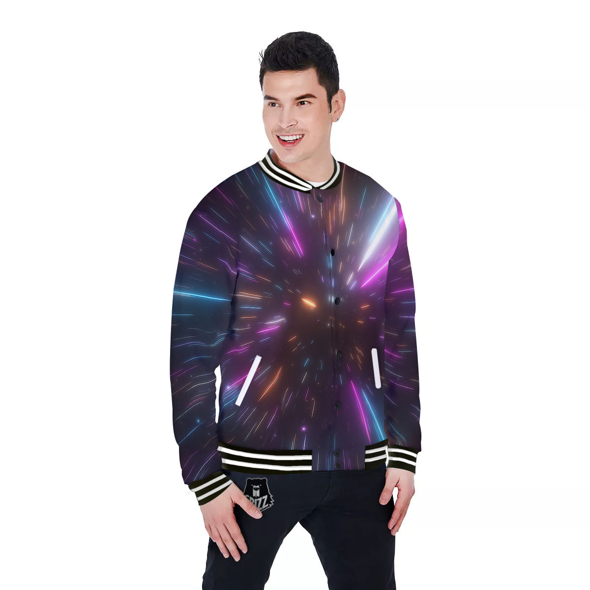 Lightspeed Hyperspace Print Baseball Jacket-grizzshop