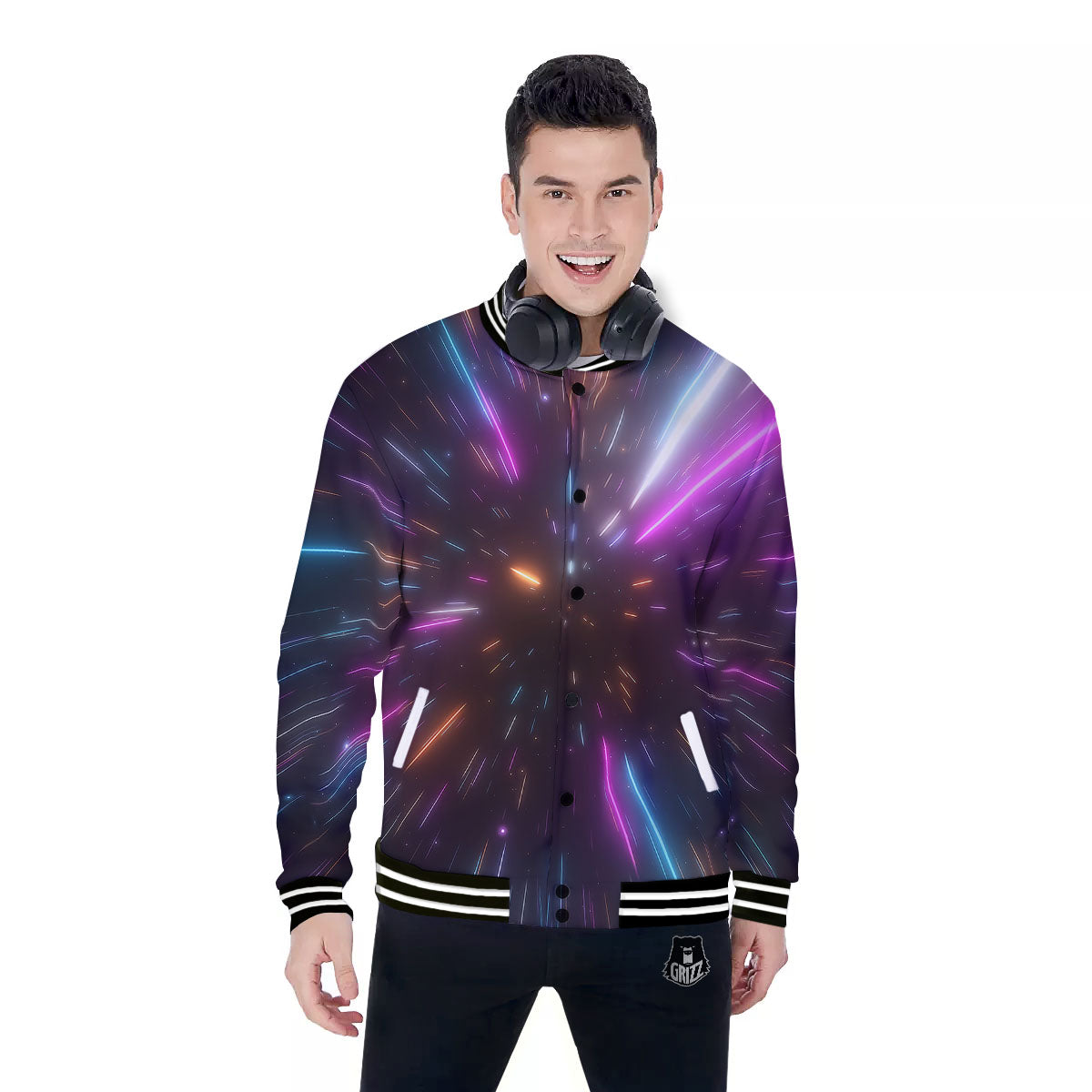 Lightspeed Hyperspace Print Baseball Jacket-grizzshop
