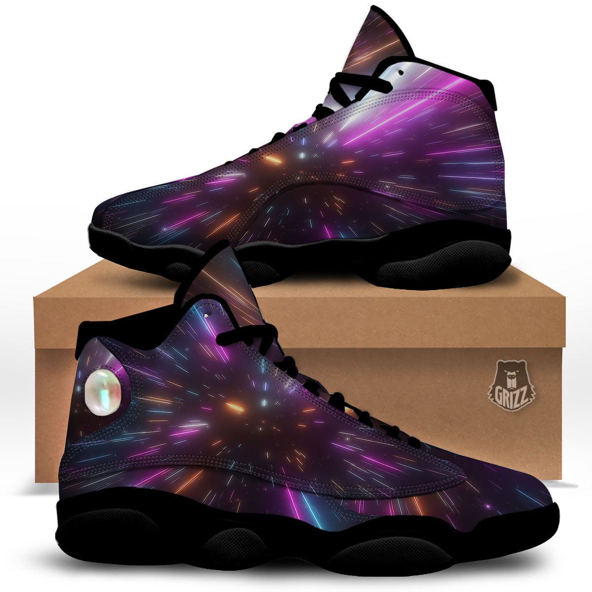 Lightspeed Hyperspace Print Black Basketball Shoes-grizzshop